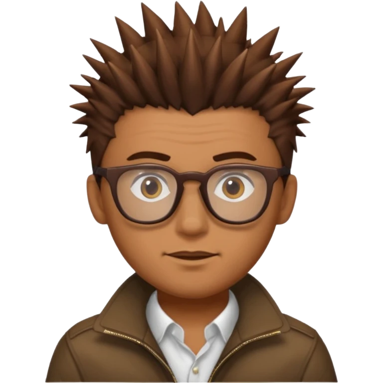 man brown spiked hair and brown glasses emoji