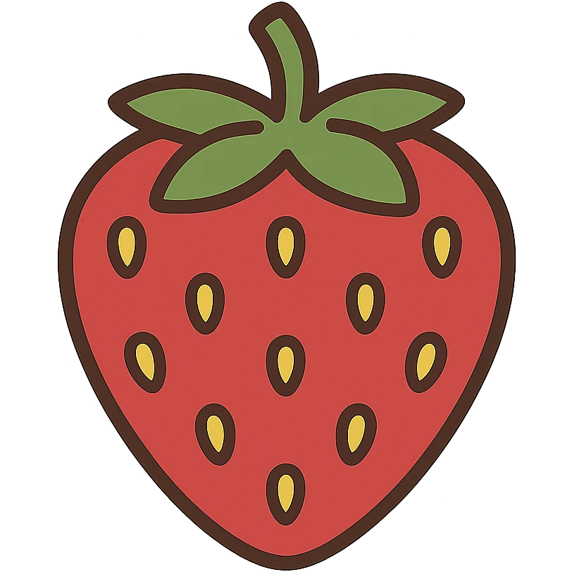 flat toon style strawberry emoji