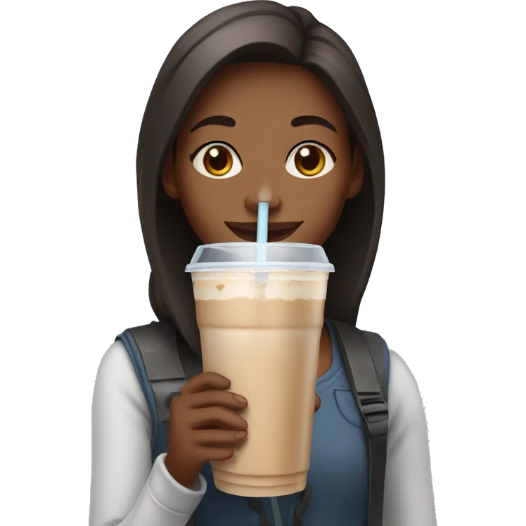 Girl drinking iced latte emoji