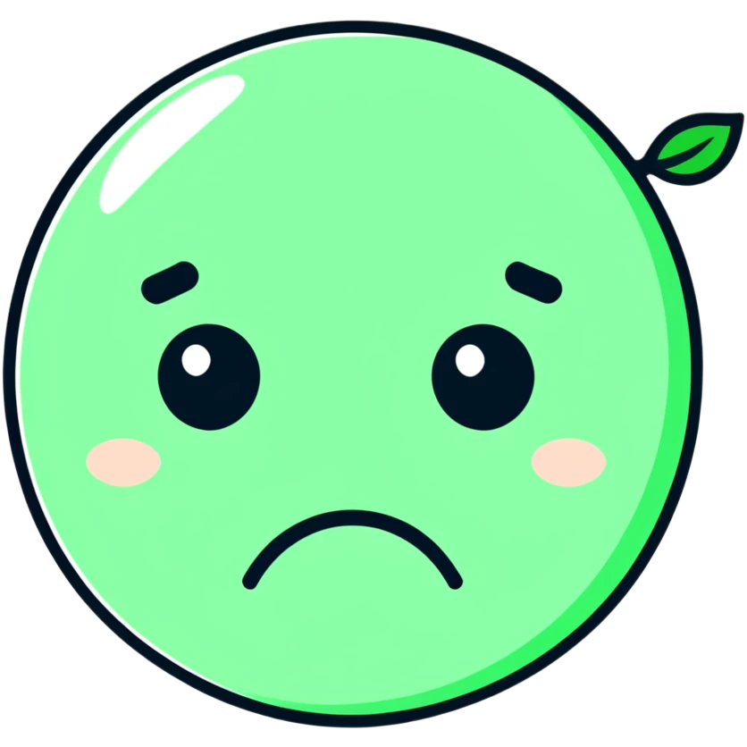 Minimalist Maya-style sad face emoji with no reply message, only white and deep green colors, flat design, clean lines emoji
