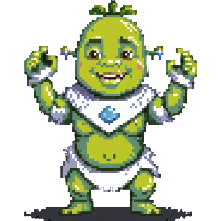 baby Shrek dancing with arms up emoji