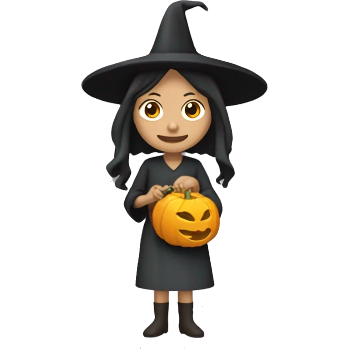 un imagi de una bruja haciendo un hechizo salga un simbolo de dinero y de las gracias emoji