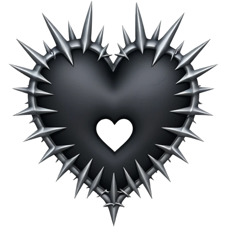 gothic style heart, black with silver thorns emoji