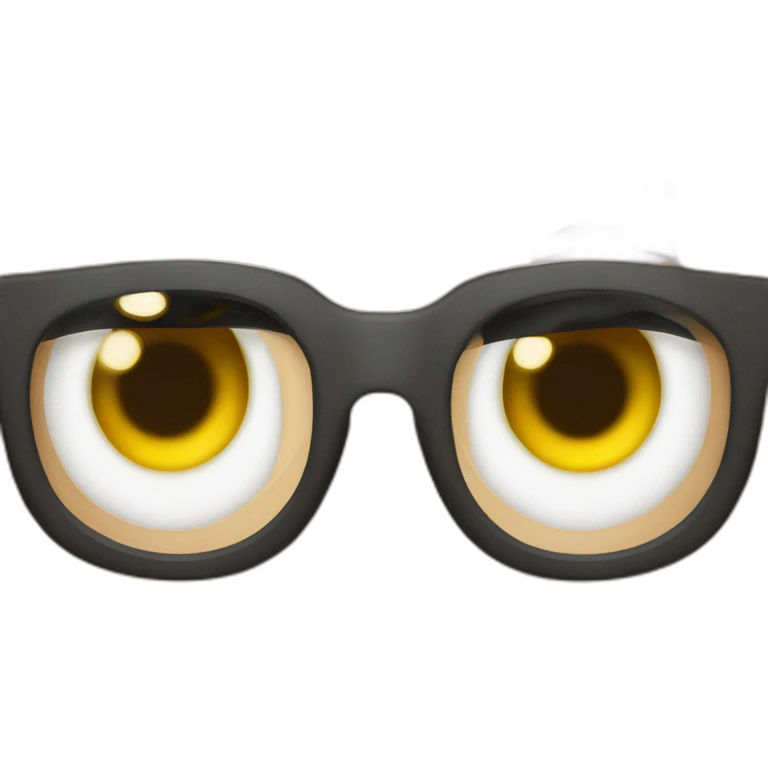 大眼睛-双眼皮-圆鼻子-黑色眼镜框-嘴巴-浓眉毛-刘海-马尾-黑头发 emoji