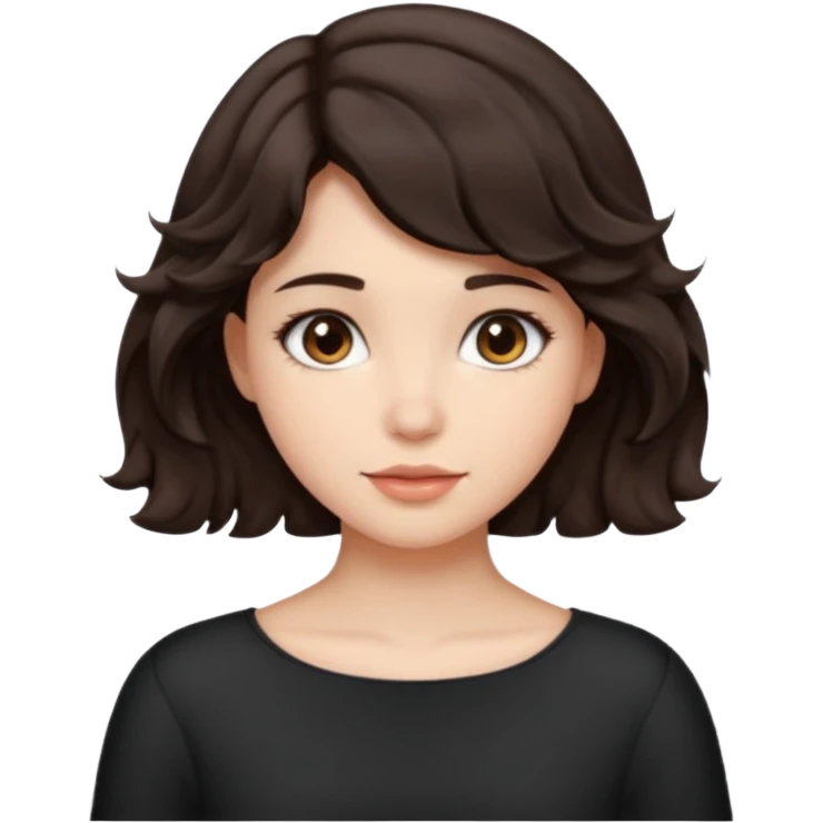 Short hair until shoulders wavy dark brown and with perçems and a soft look but girl emoji