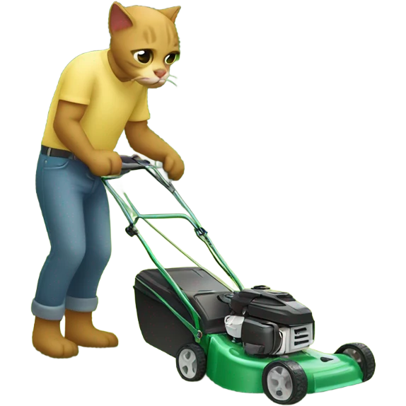cat mowing lawns emoji
