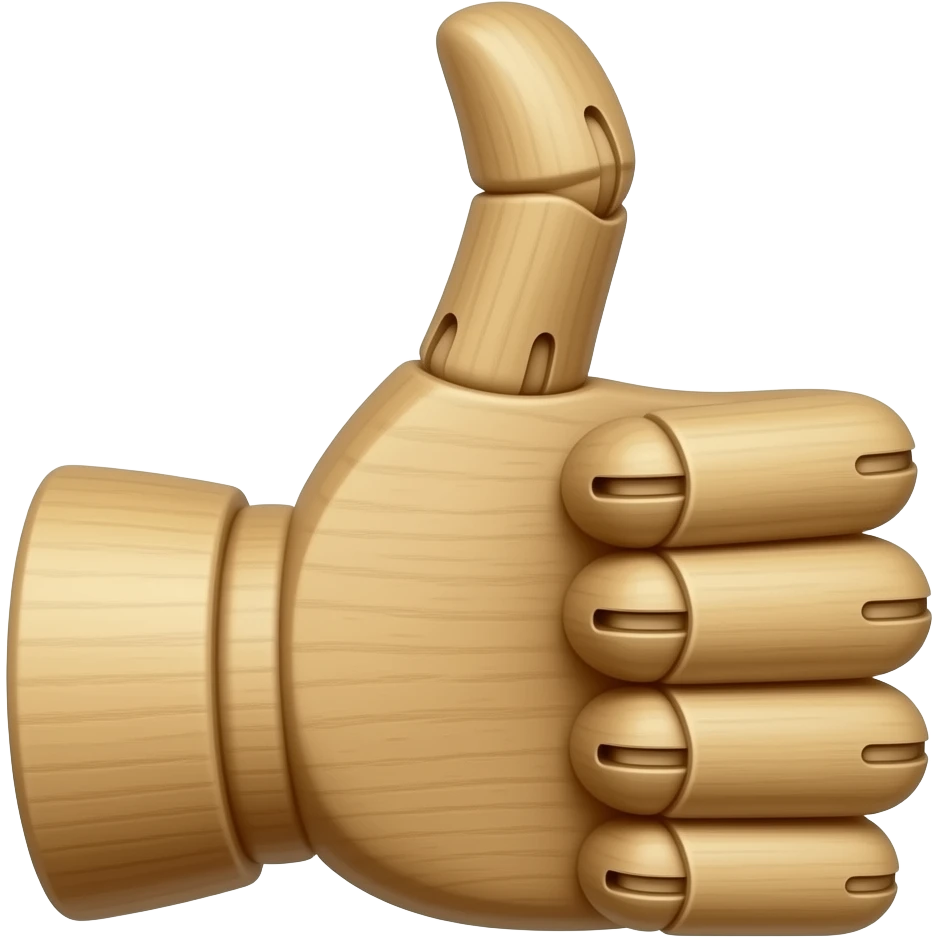 a wooden thumbs up emoji