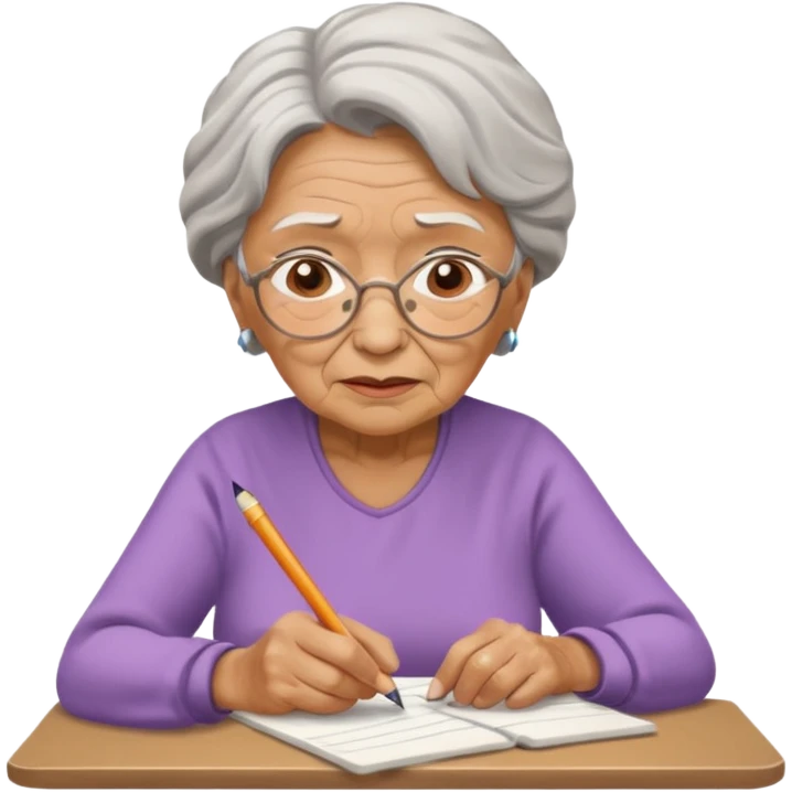 An elderly woman sketching. art board emoji