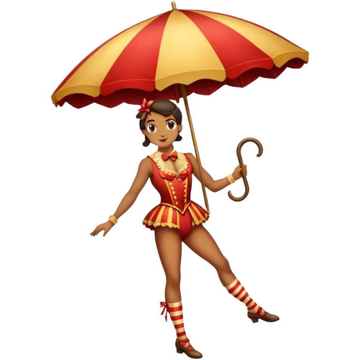 Vintage circus tightrope walker holding parasol emoji