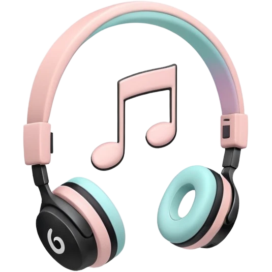 Minimalist headphones with a floating eighth note, soft lines, pastel background, symbolizing music as relaxation. emoji