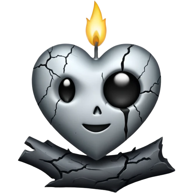 emo heart with full moon and silver candle emoji