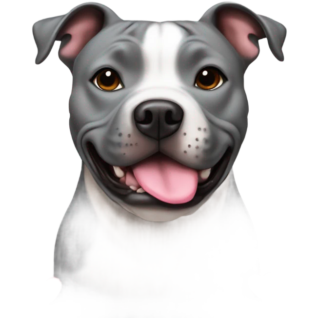 Grey staffy with hearts emoji
