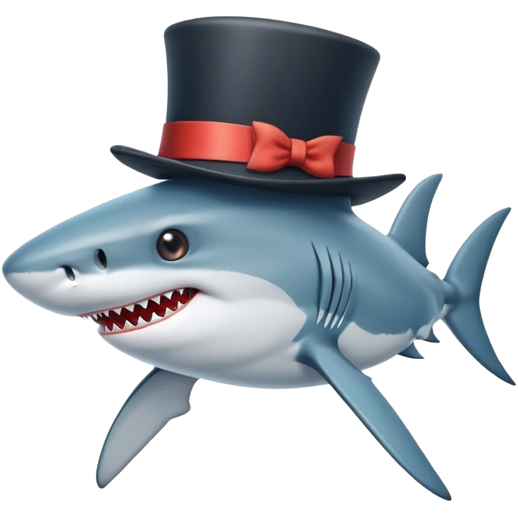 Shark with a top hat emoji