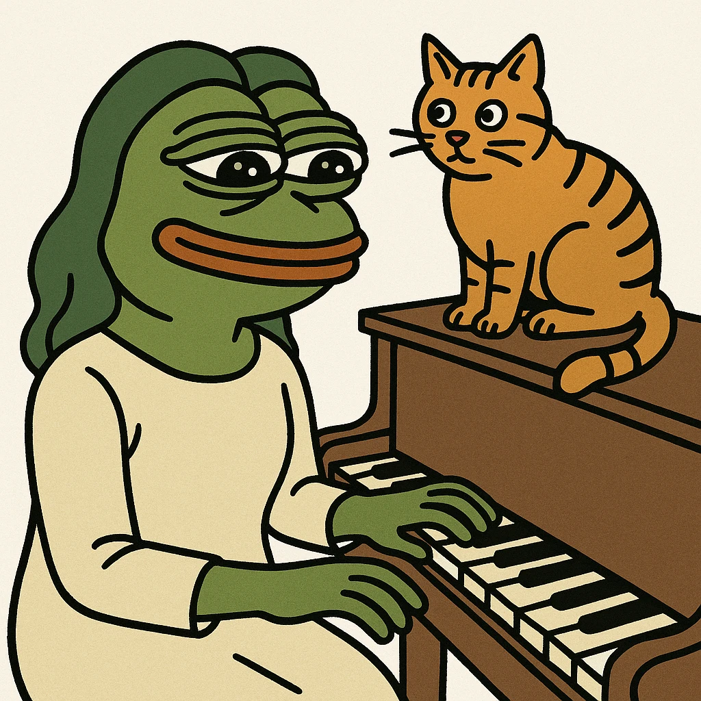 woman playing piano while her cat sits on top of the piano emoji