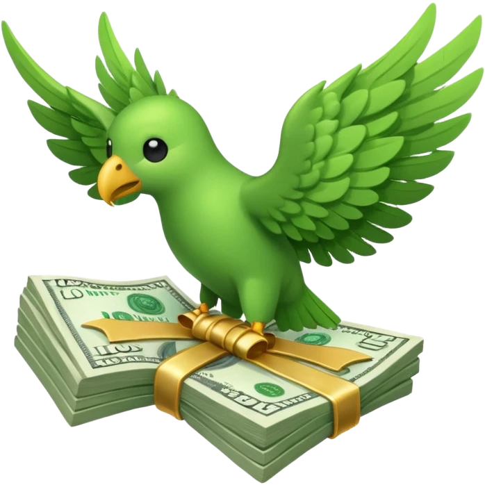 un fajo de dólares con alas volando emoji