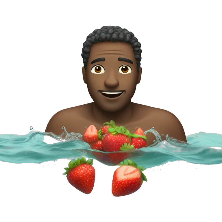 Man swimming While eating strawberries emoji