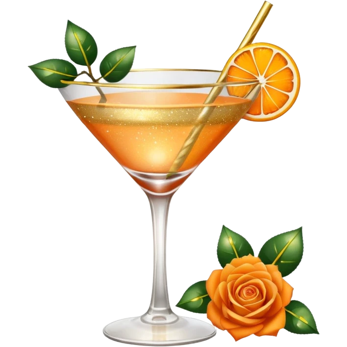 Glittery with orange roses gold mocktail emoji