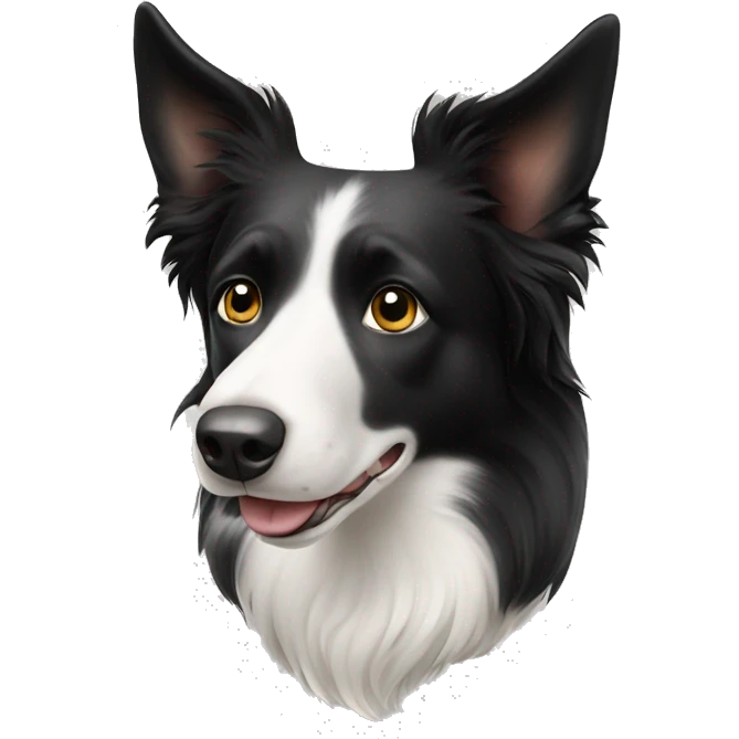 Black and white elderly dog short haired border collie  emoji