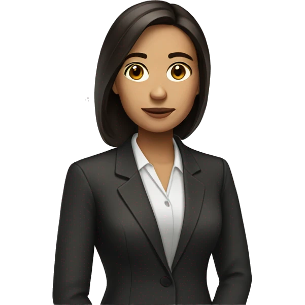 Lawyer woman with dark brown straight hair and dark brown eyes  emoji
