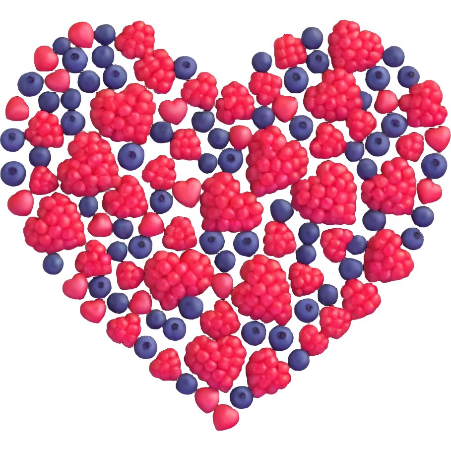 heart shape made out of berries emoji