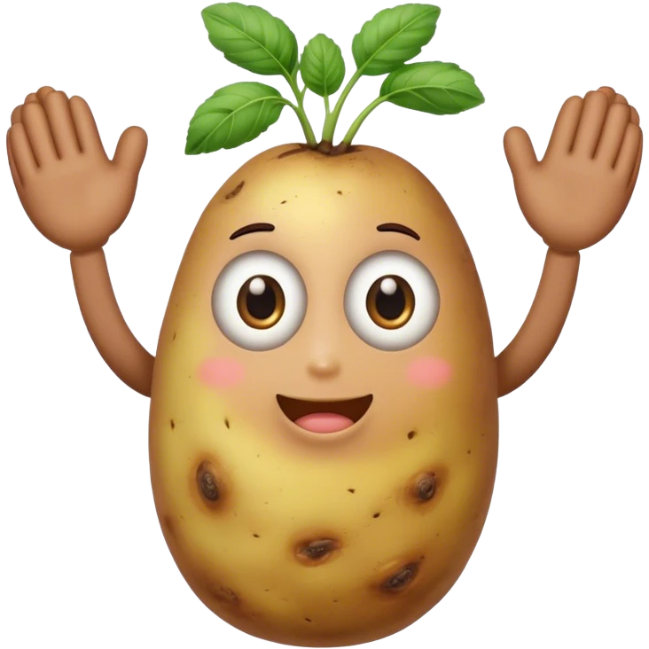Potatoes with arms and eyes emoji