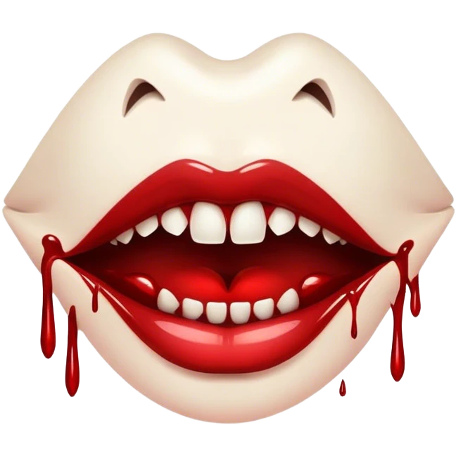 lips with vampire fangs and blood dripping emoji