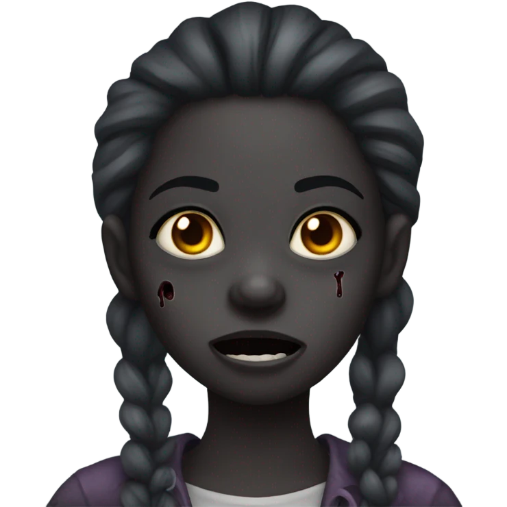 Ebony zombie girl in horror  emoji