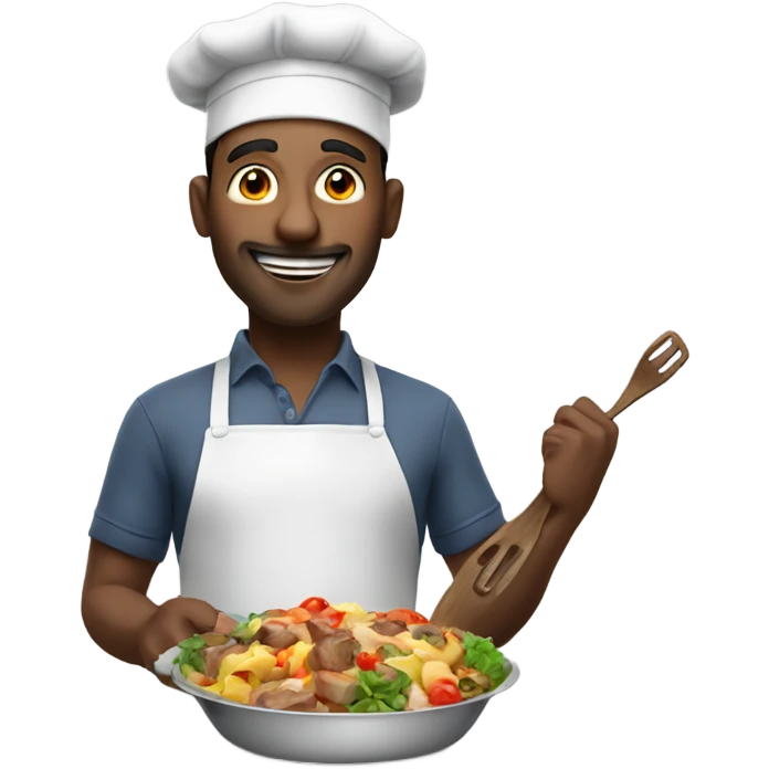 a man who is a good cooker that is enjoying the meal emoji