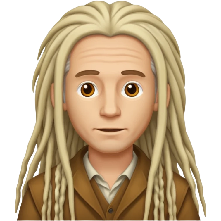 Biały merzcyzna długie dredy emoji
