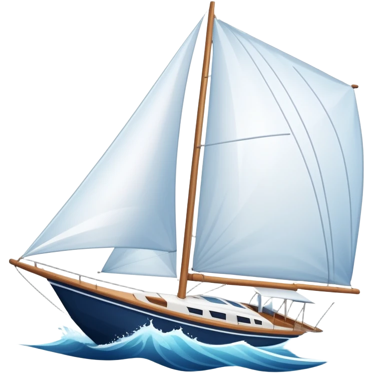 An icon featuring a sleek sailboat with billowing sails cutting through the waves. The design includes the boat's mast, a wind-filled sail, and water splashes, symbolizing the thrill and skill of sailing. Transparent background highlights the elegance and power of wind-driven sports. emoji