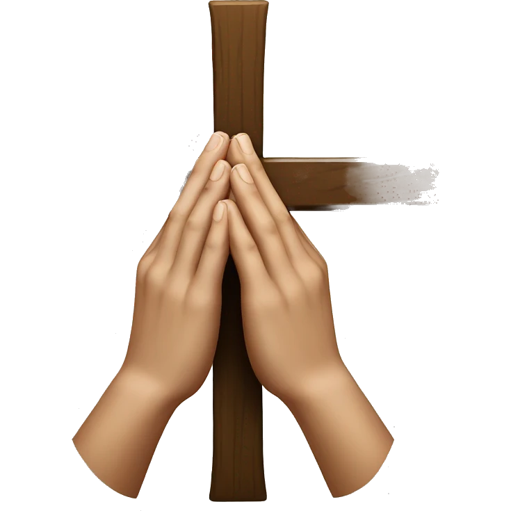 Hands praying with cross  emoji