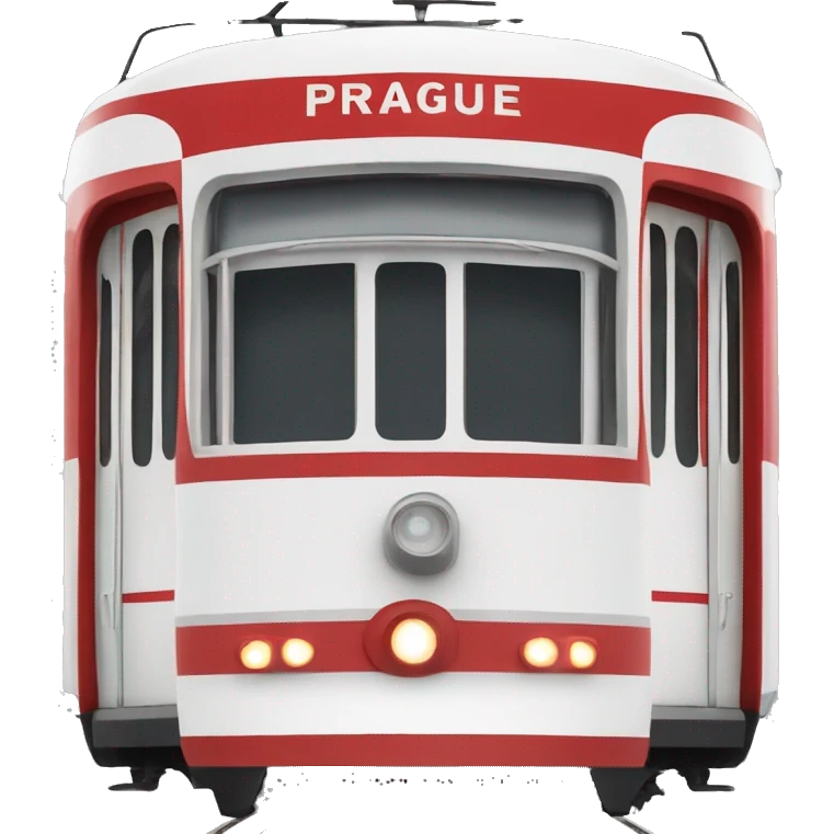 Prague tram red and white old emoji