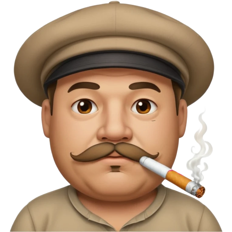 a fat father with a cap and tattoos, a cigarette in his mouth, and a mustache. emoji