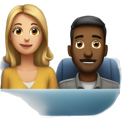 husband wife sitting in plane ciew through window  emoji