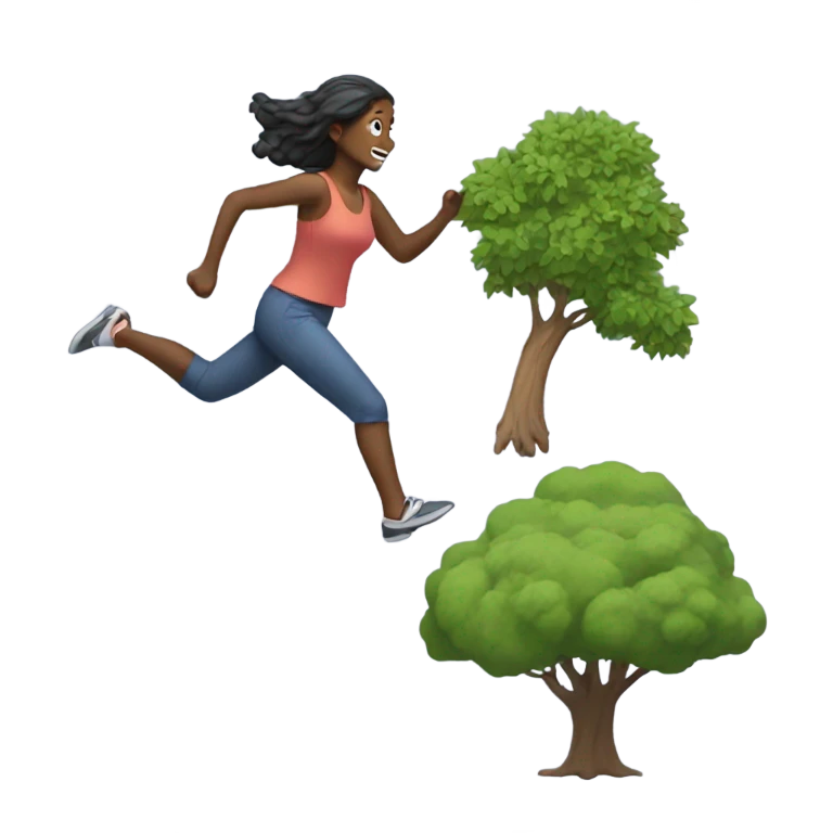 Woman running into a tree emoji