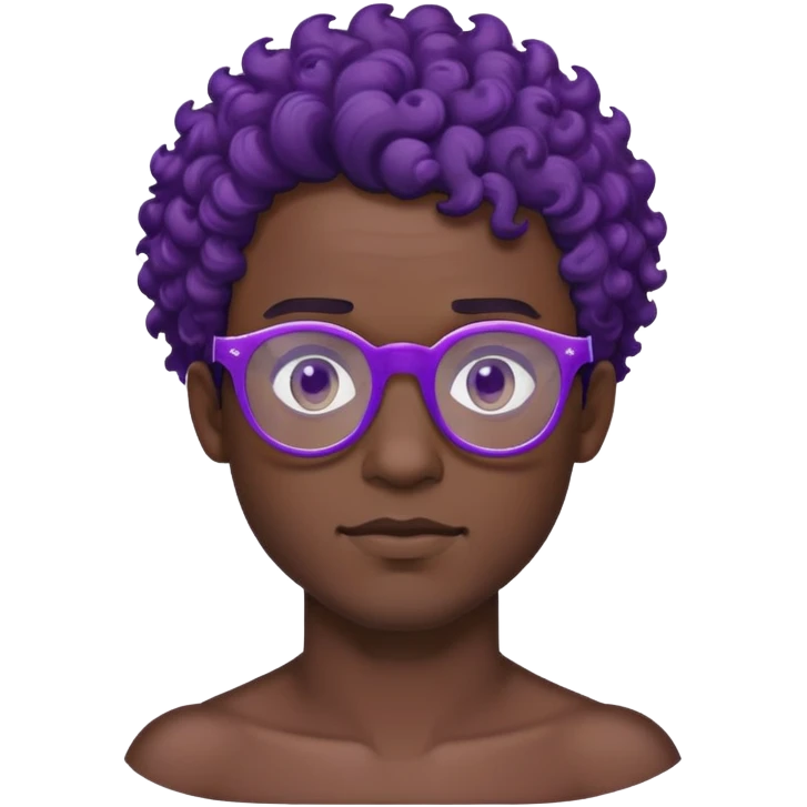 male wearing purple tinted glasses, no shirt, curly short black hair emoji