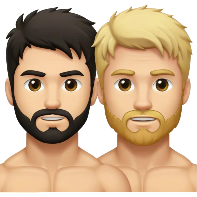 Caucasian Muscular gay men, dark hair, blond hair, scruffy face  emoji