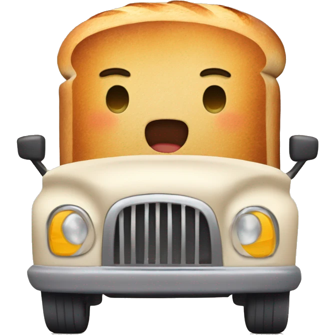 loaf of bread driving a car emoji