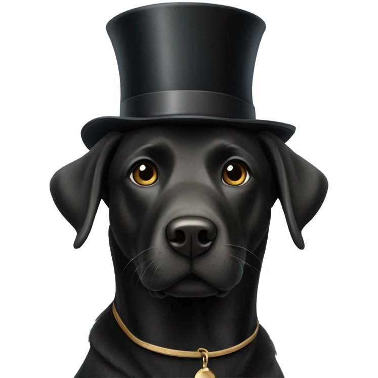 Black lab with a top hat emoji
