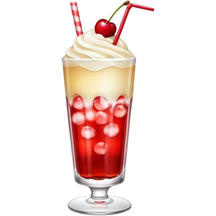 Japanese cream soda on a glass with ice cherry on top emoji