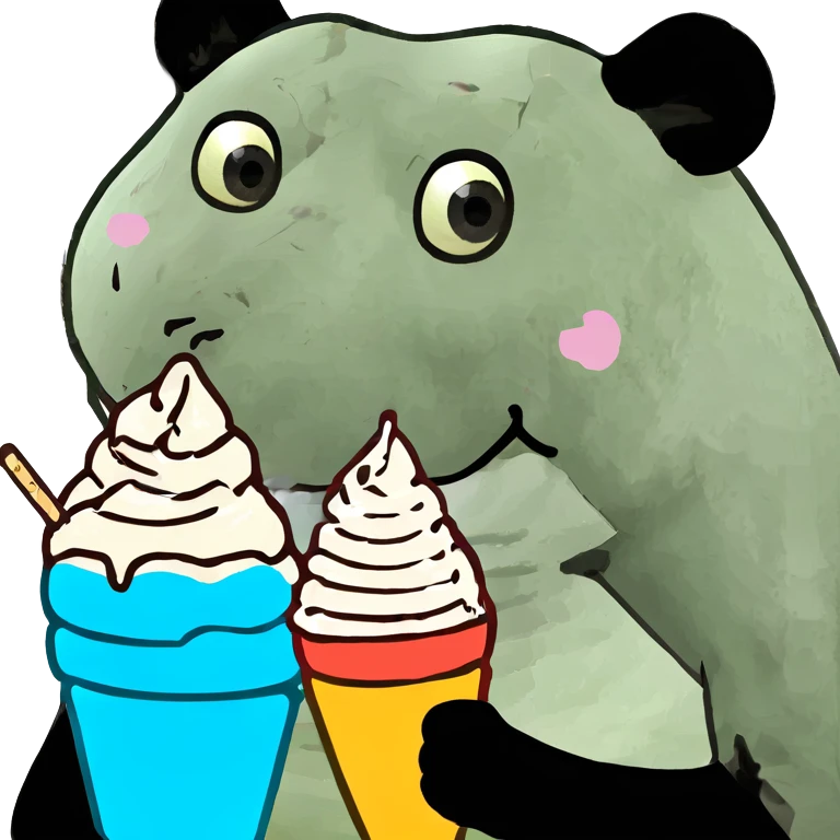 Panda eating ice cream emoji