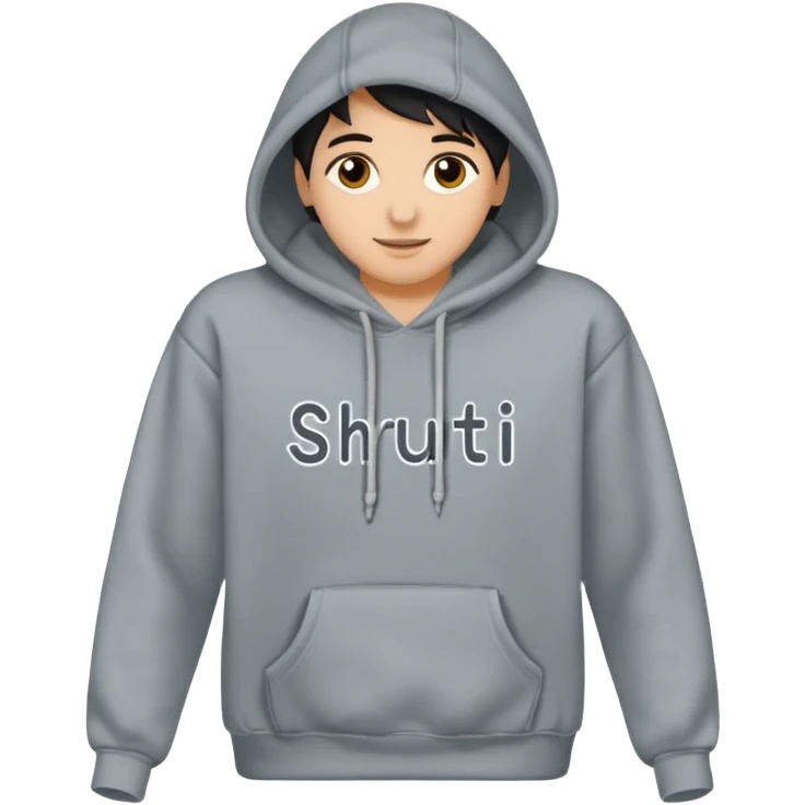 Make a hoodie with shruti written on it with exact spelling and only hoodie without model emoji