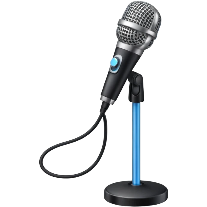 microphone on a stand with sound waves emoji