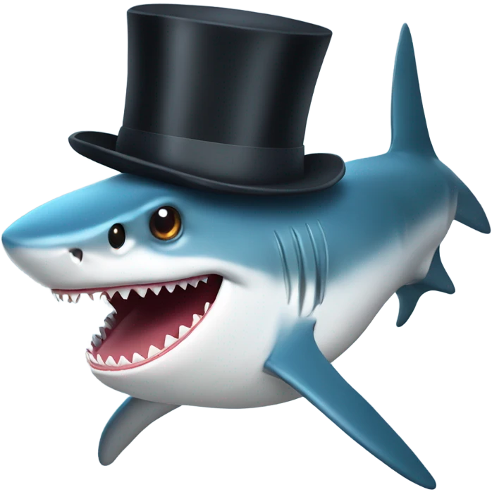 Shark with a top hat emoji