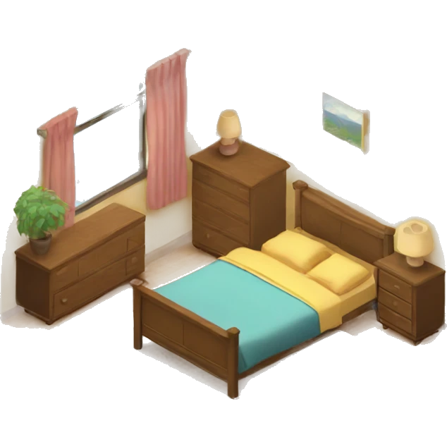 isometric bedroom emoji
