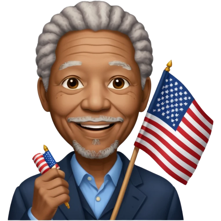 morgan freeman holding an american flag emoji