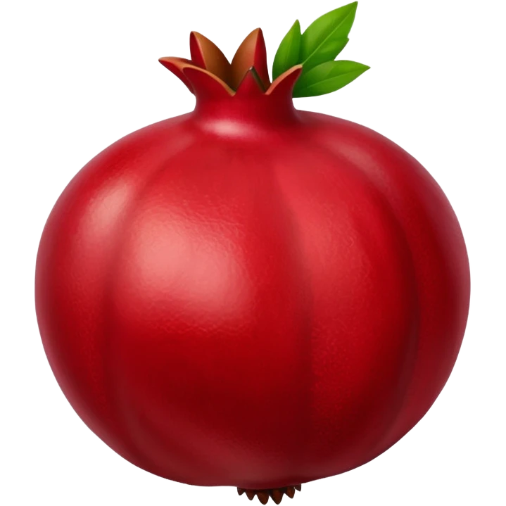 realistic whole pomegranate with leaf emoji