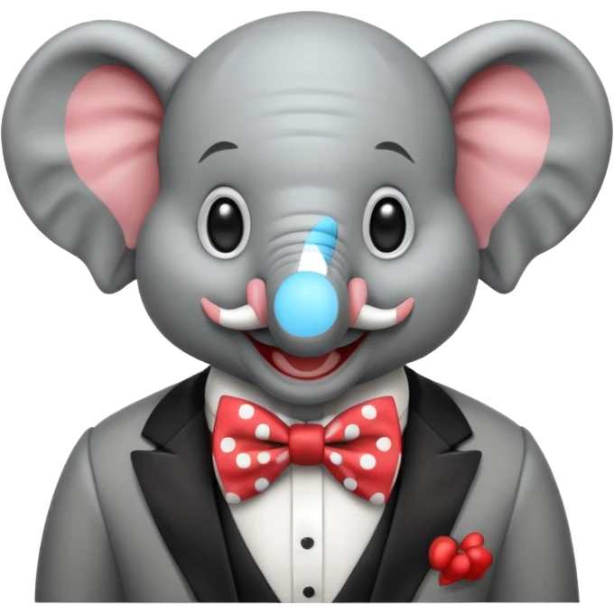 Elephant clown with big bowtie, half body emoji