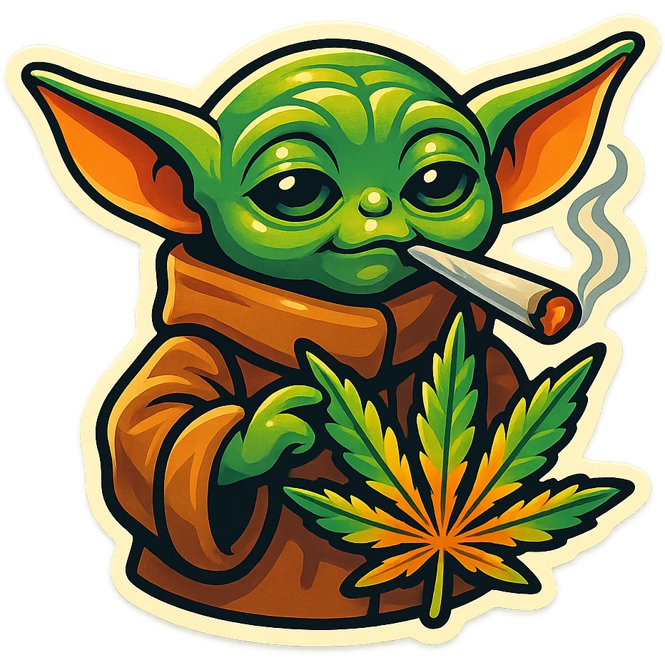 baby yoda smoking cannabis emoji