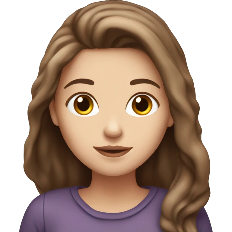 white girl with brown long hair and a hot chocolate emoji